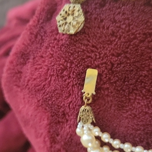 BRIDGERTON Sale! MIRIAM HASKELL Signed Authentic 3 Strand Baroque Pearl Necklace